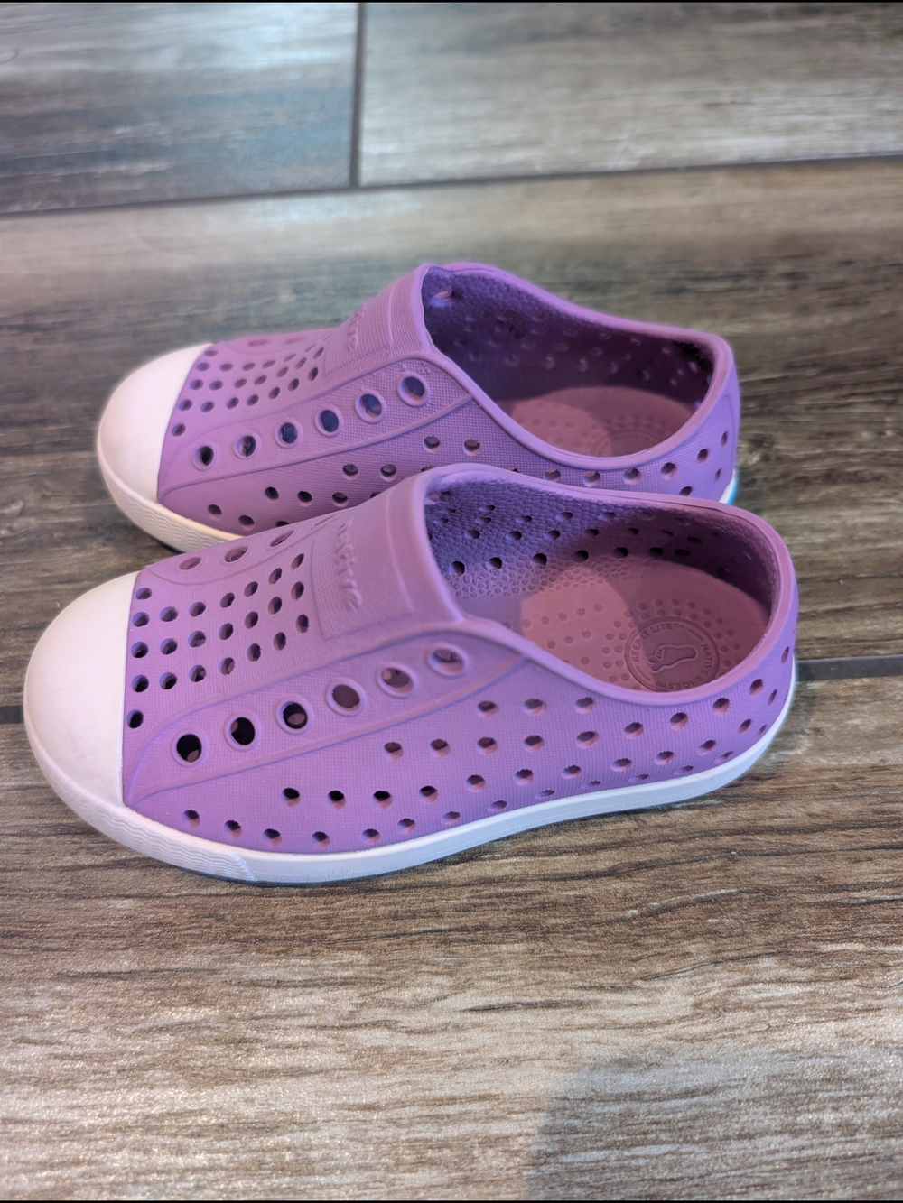 Native Shoes Purple Slip-On Perforated Sneakers with White Toe